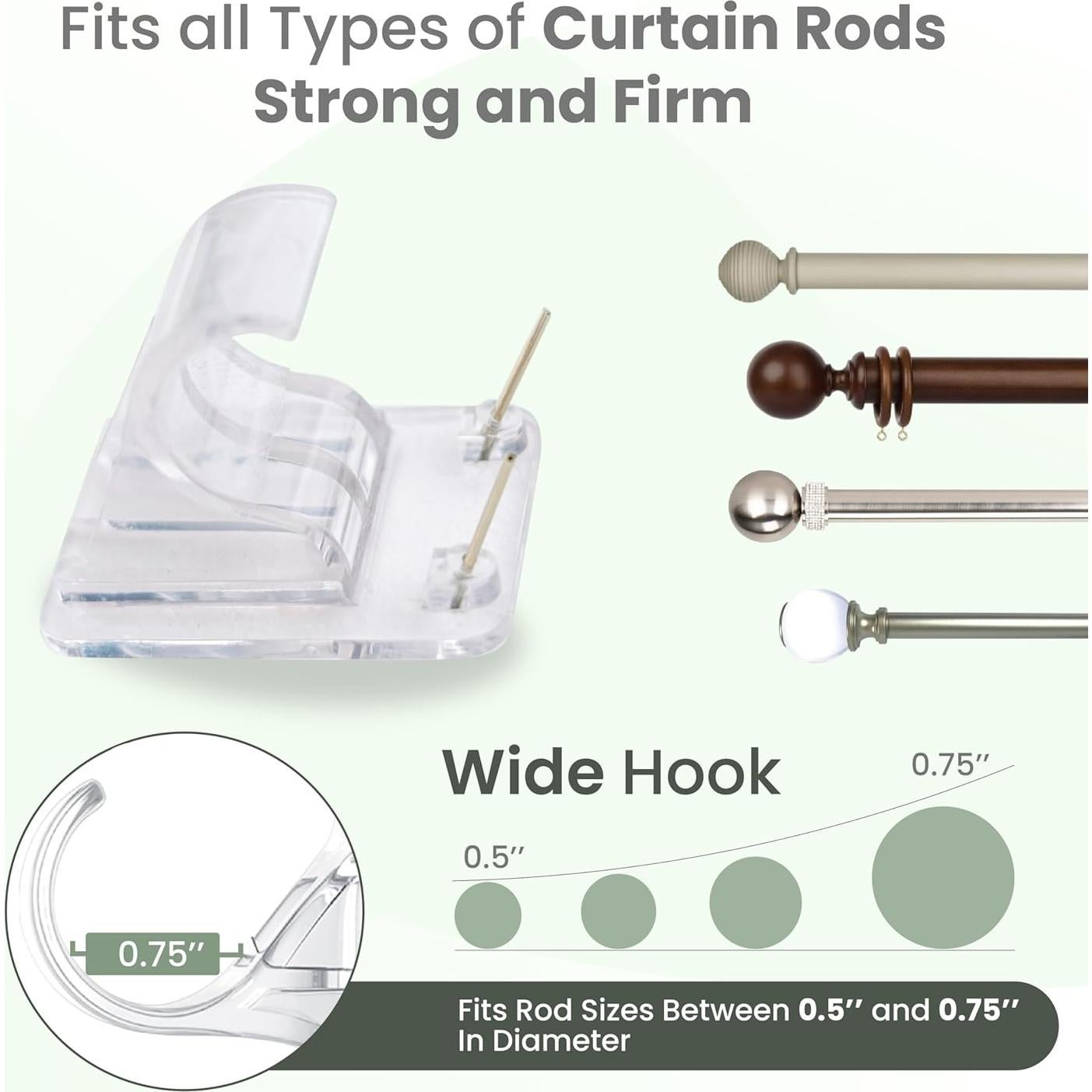 Soportes de Varilla de Cortina Pinmount 2 Piezas 9.07 kg