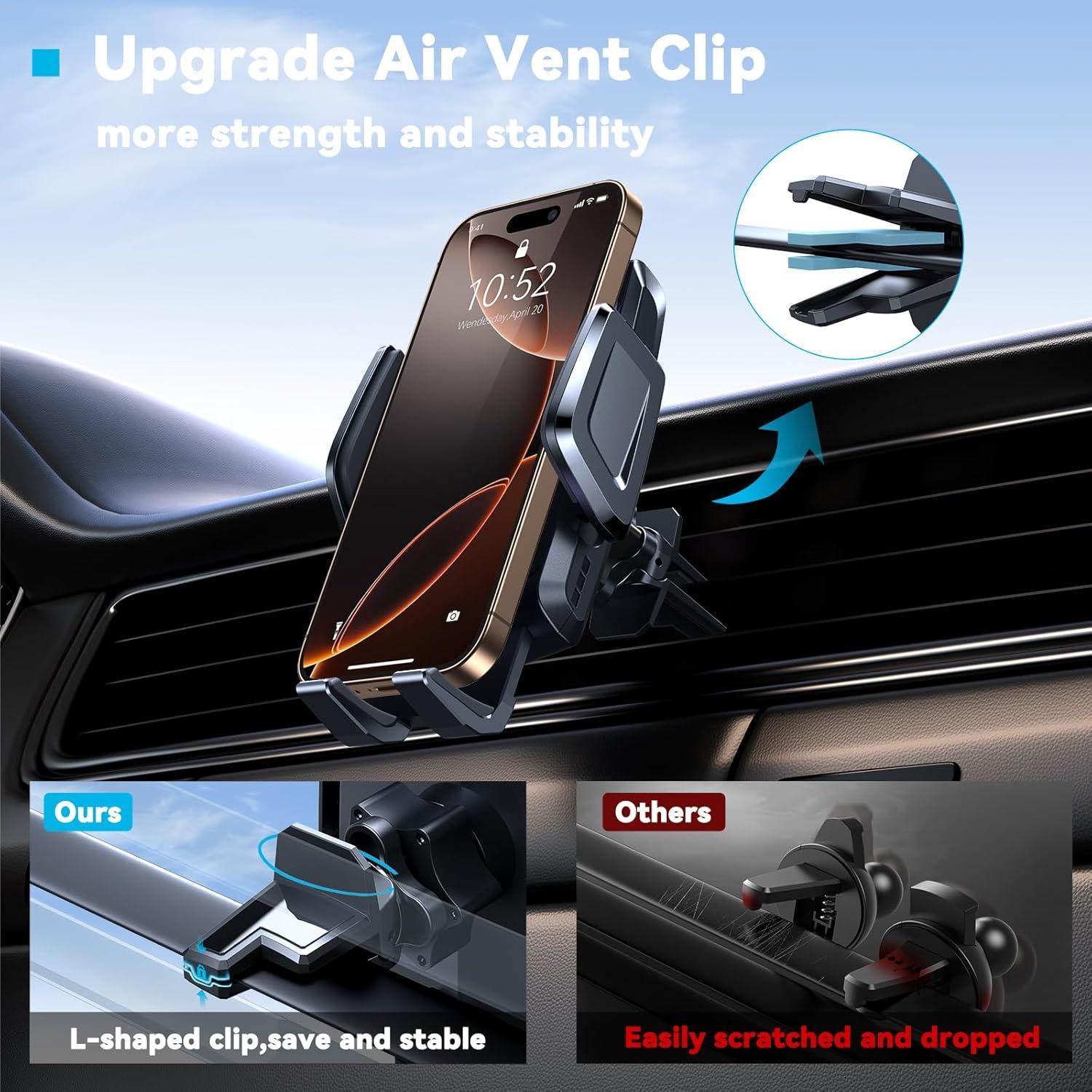 TECKNET Universal Car Cup Phone Holder – Adjustable Cradle Car Mount with Air Vent Phone Mount & Extra Grip Pads for iPhone, Samsung, All Smartphone