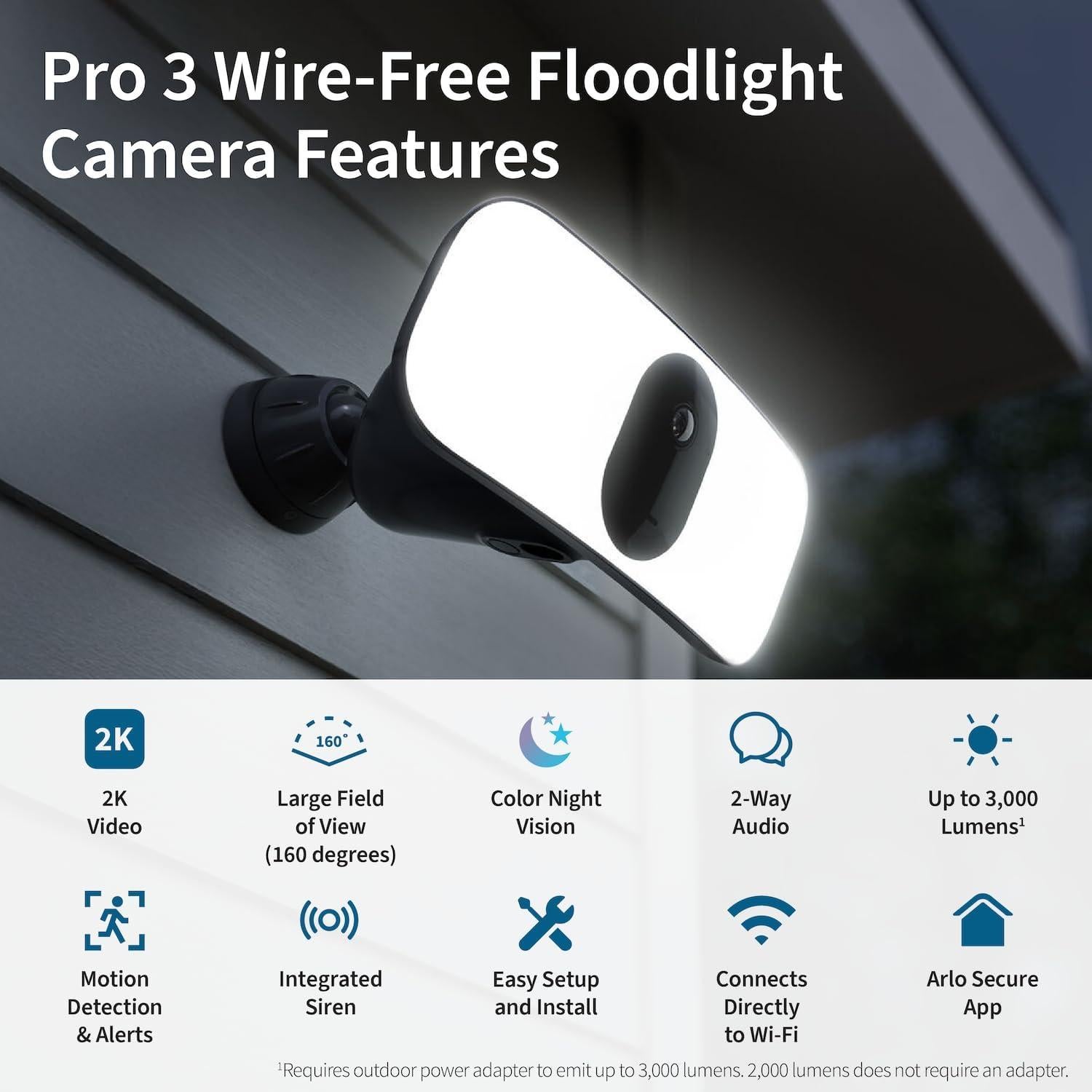 Cámara de Seguridad Arlo Pro 3 Inalámbrica 2K HDR con Foco LED