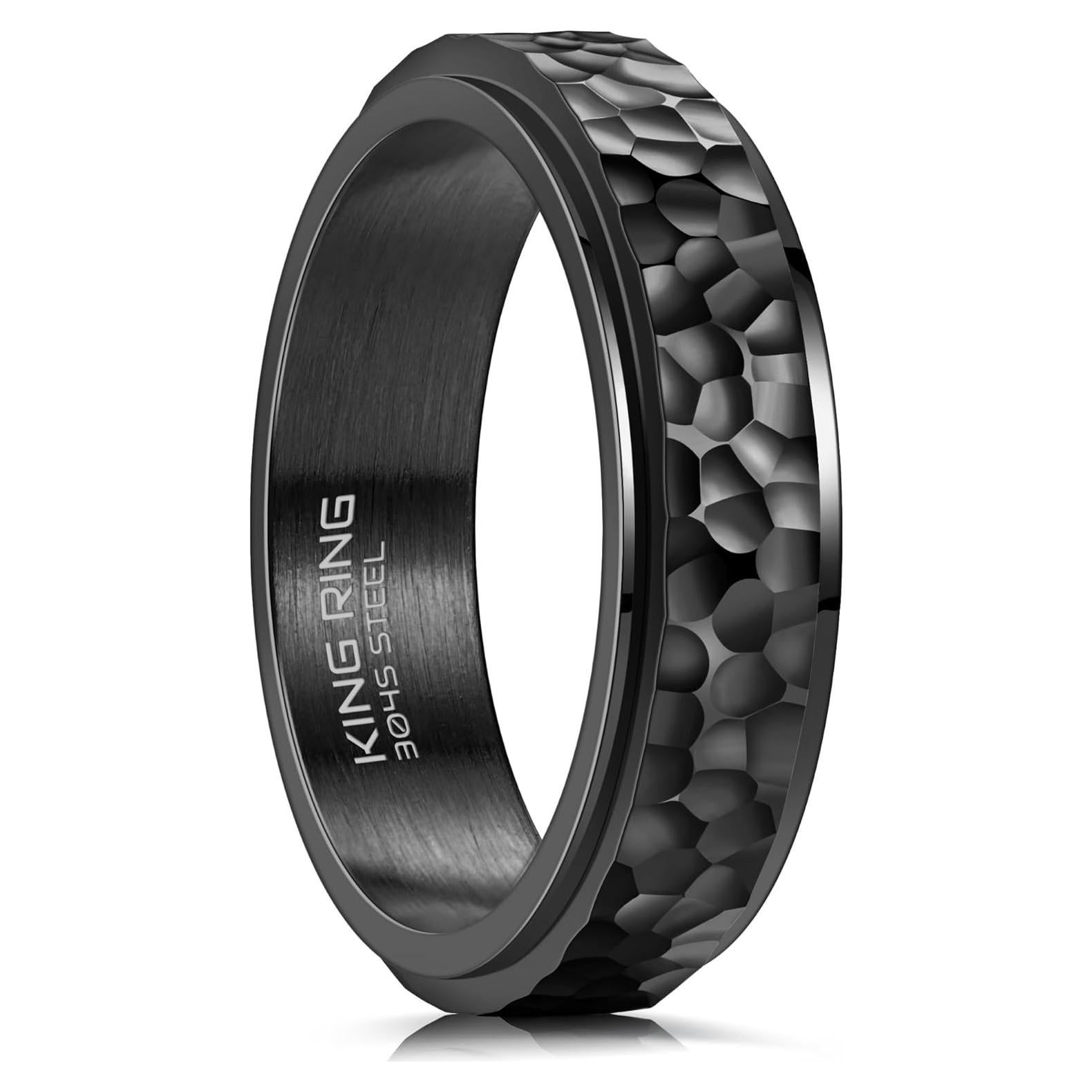 King 6mm Hammered Spinner Ring - Fidget for Stress Relief, Stainless Steel for Men & Women - Designed in USA