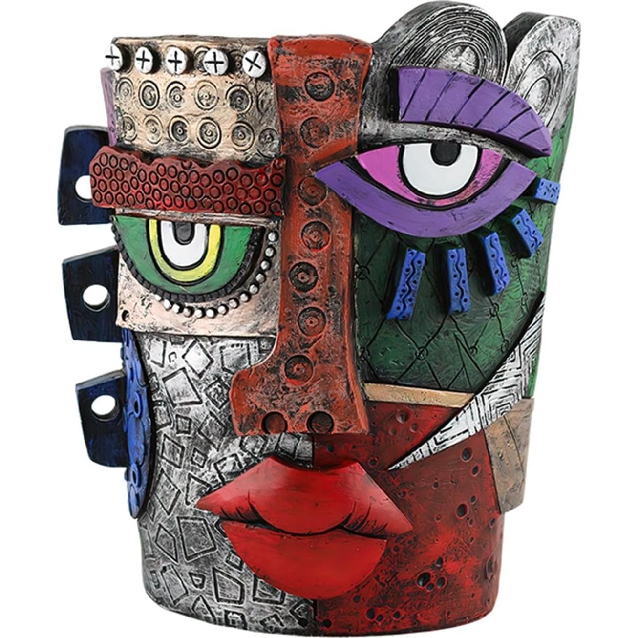 Maceta de Resina TOZLU Picasso Cara Colorida 18.5cm