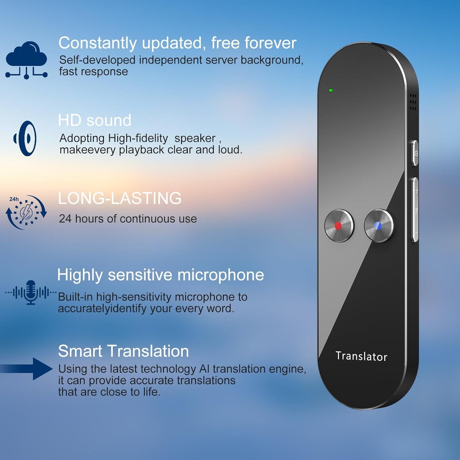 Traductor de Idiomas Portátil T6 - Traducción Instantánea 68+ Idiomas