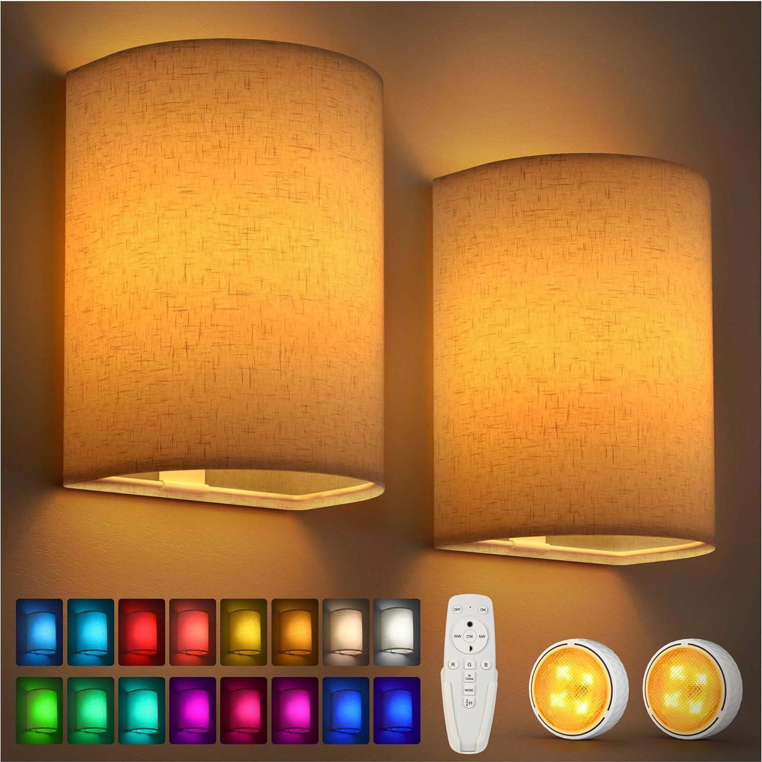 Juego de 2 Apliques de Pared Inalámbricos Jantolumi con Control Remoto