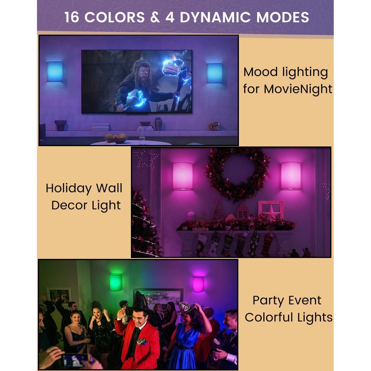 Juego de 2 Apliques de Pared Inalámbricos Jantolumi con Control Remoto