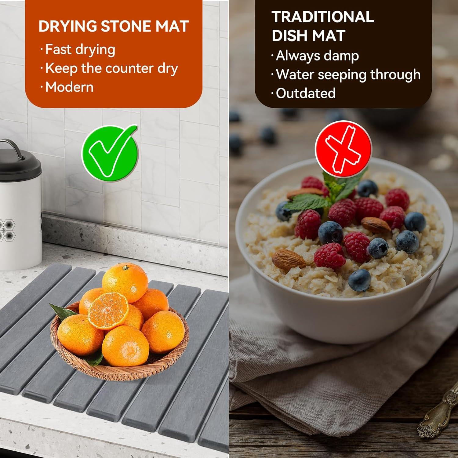 Alfombrilla de Secado de Piedra Diatomácea Lipmo 61x41 cm Gris