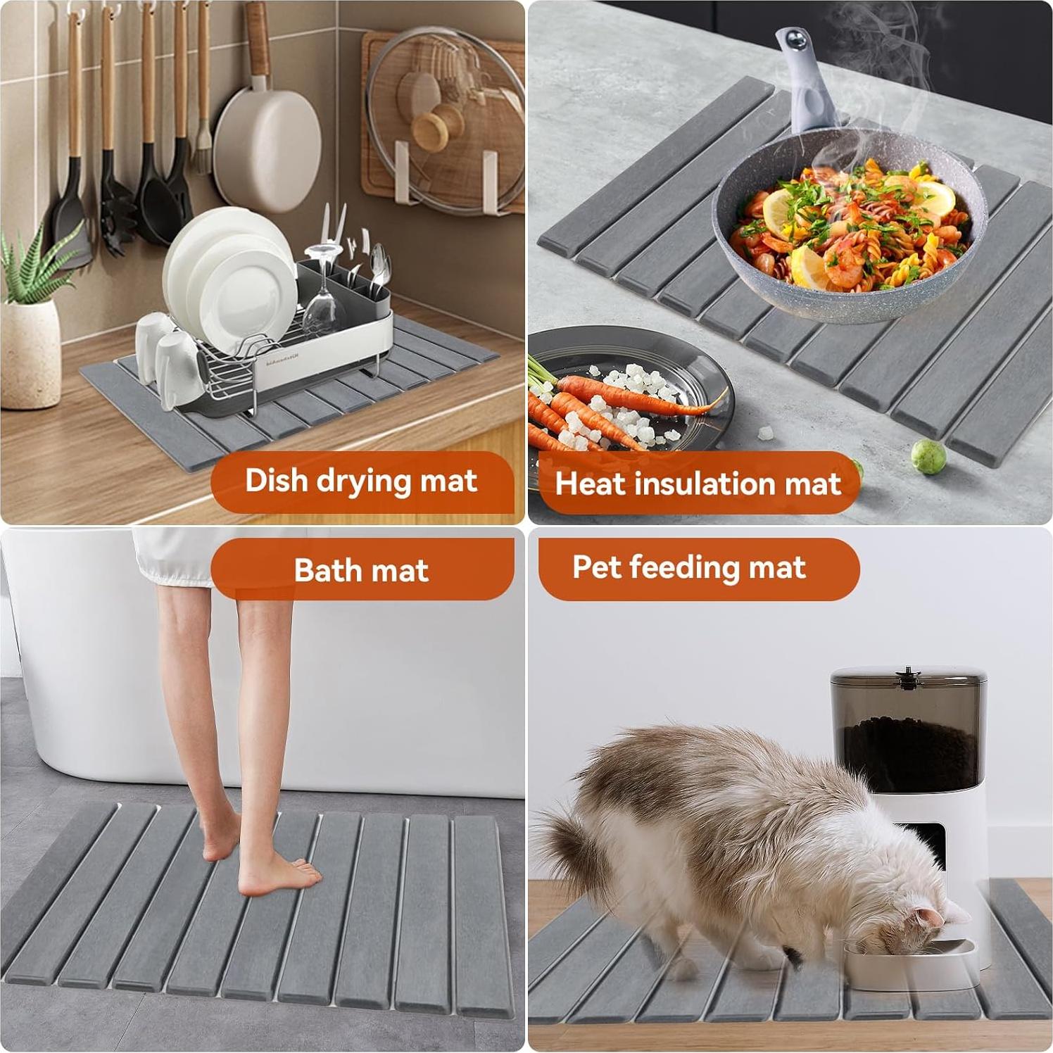 Alfombrilla de Secado de Piedra Diatomácea Lipmo 61x41 cm Gris