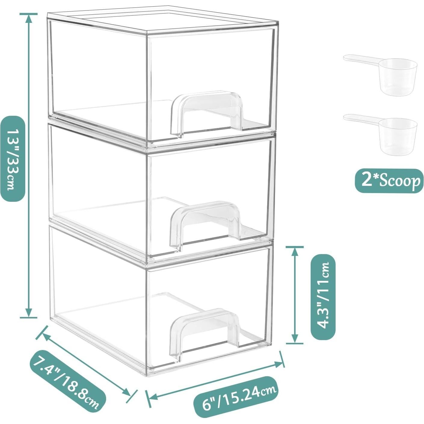 Juego de Contenedores Apilables VEGEVIGI para Lavandería 3 Pack