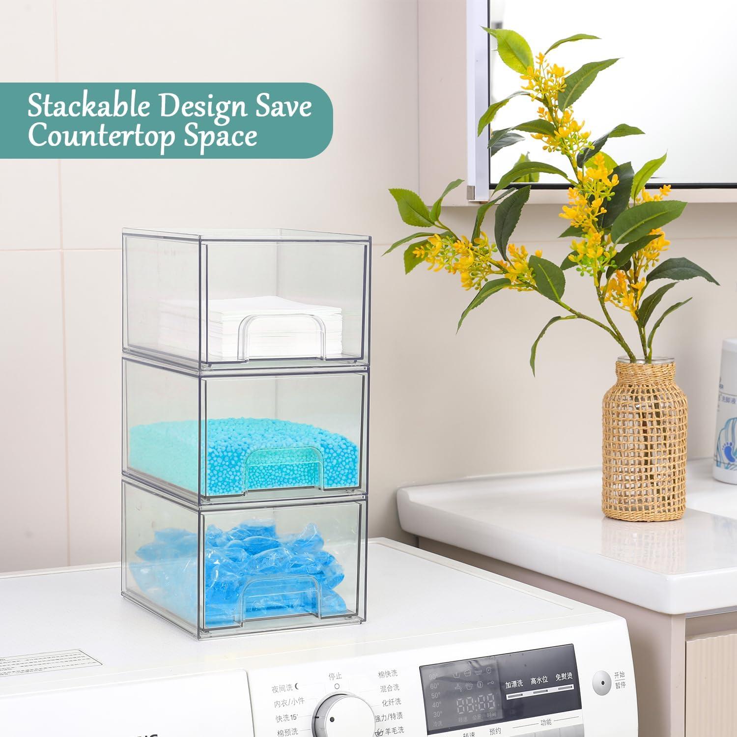 Juego de Contenedores Apilables VEGEVIGI para Lavandería 3 Pack