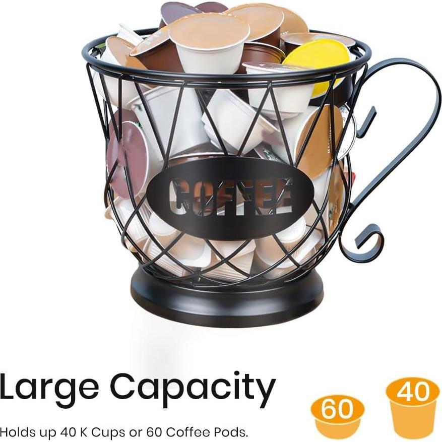 Soporte para cápsulas de café TreeLen, organizador grande 40 K Cups - Negro