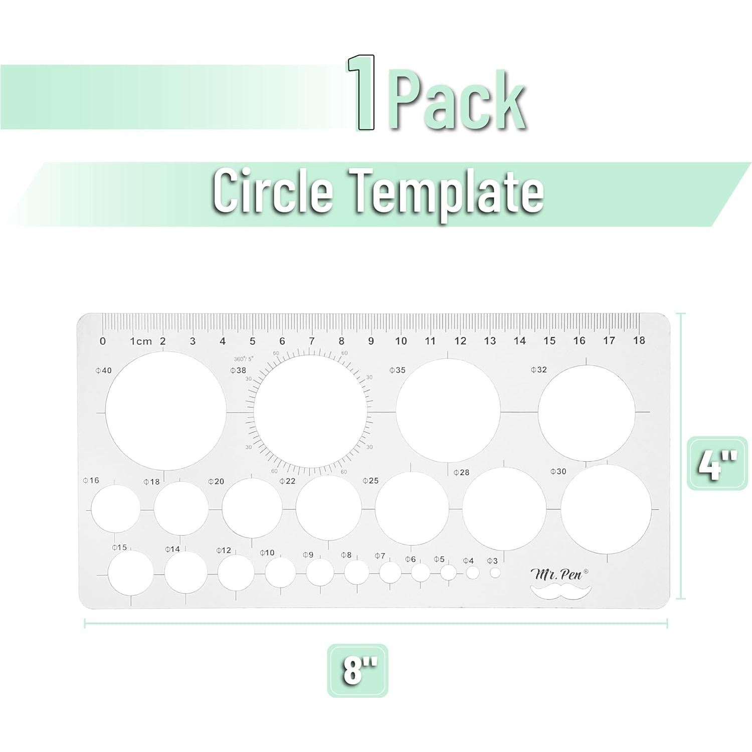 Plantilla de Círculo Mr. Pen - Plástico Transparente 1 Pieza