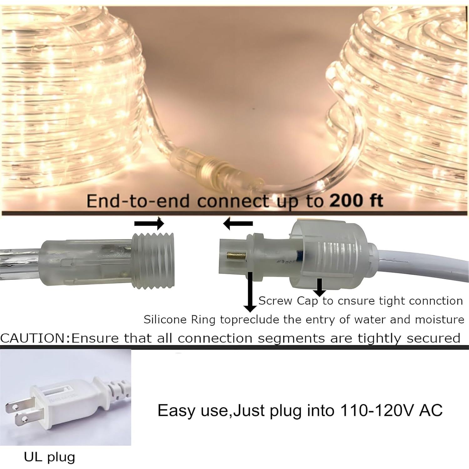 Luz de Cuerda LED FORT 10m Blanca Cálida Impermeable 120V