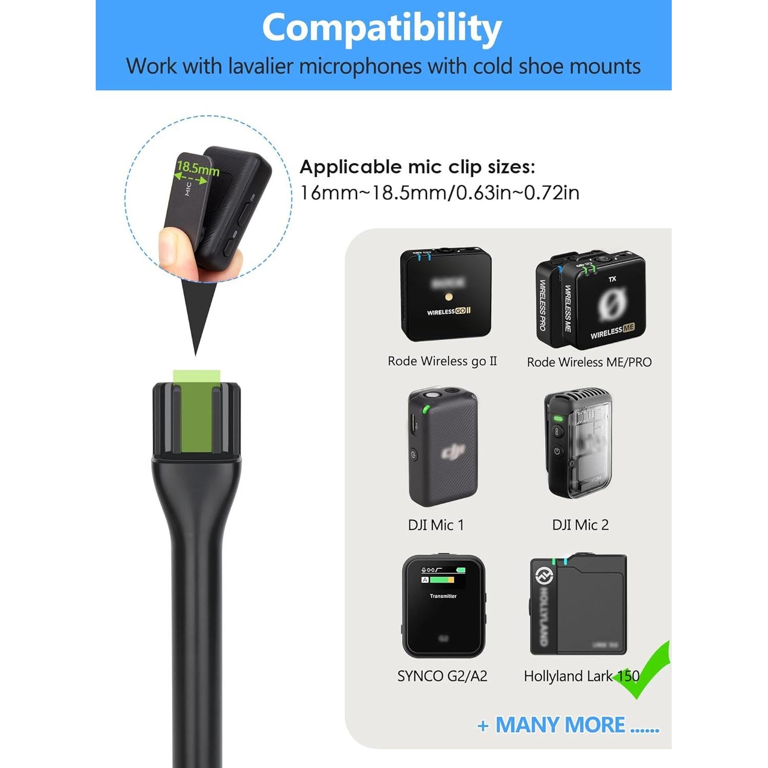 Adaptador de Mano YOUSHARES con Parabrisas Espuma Azul para Micrófonos Inalámbricos