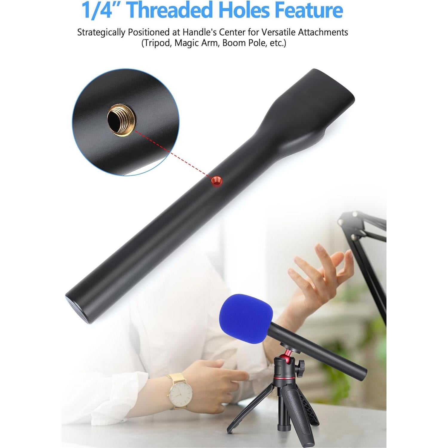 Adaptador de Mano YOUSHARES con Parabrisas Espuma Azul para Micrófonos Inalámbricos