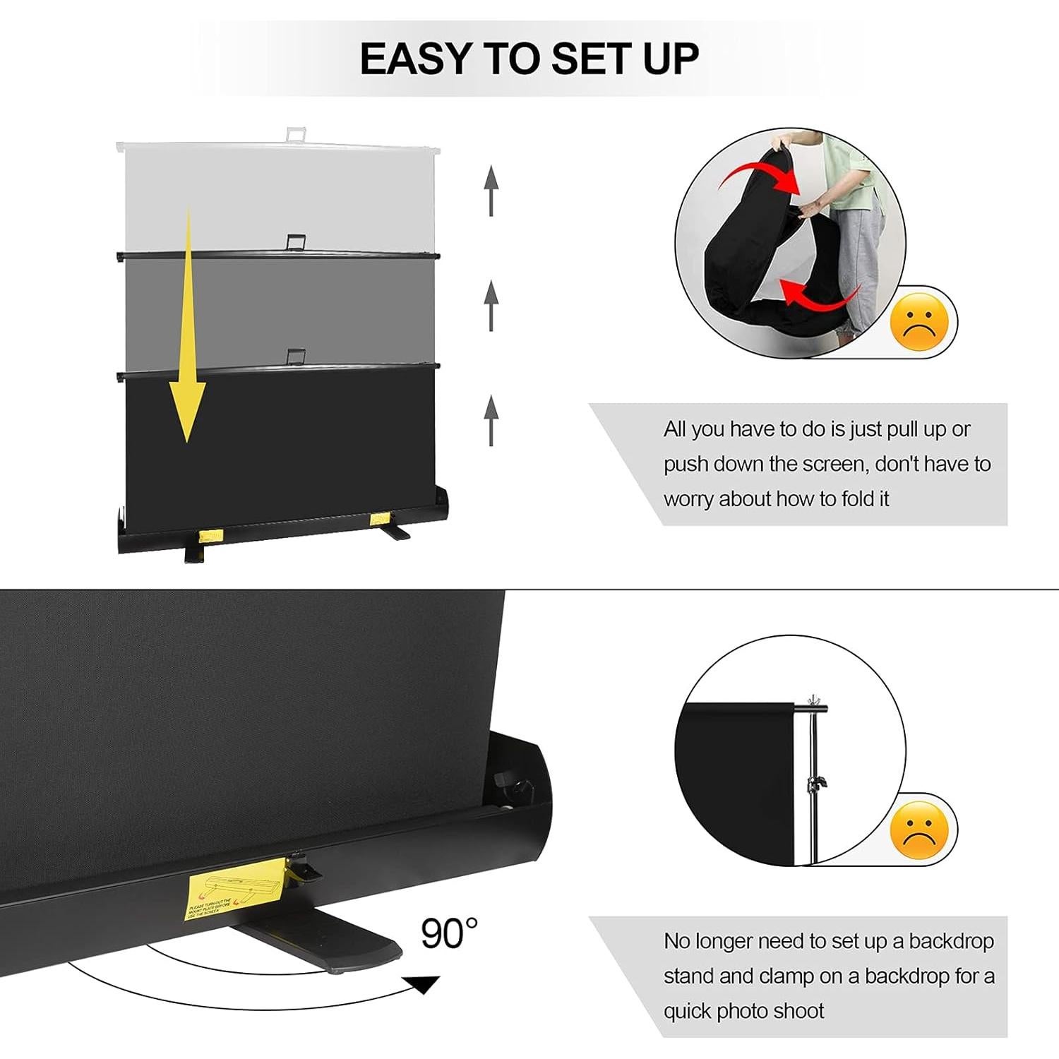 EMART Collapsible Chromakey Panel, 2-in-1 Black White Screen Backdrop, Portable Photography Background with Auto-Locking Frame for Photo Studio Video Live Streaming Photoshoot Zoom Gaming