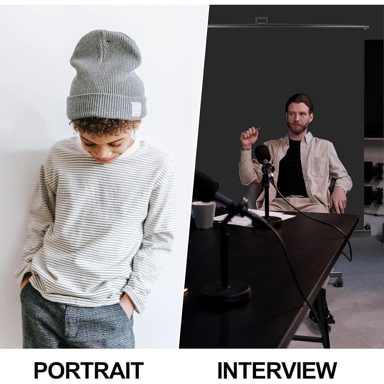 EMART Collapsible Chromakey Panel, 2-in-1 Black White Screen Backdrop, Portable Photography Background with Auto-Locking Frame for Photo Studio Video Live Streaming Photoshoot Zoom Gaming