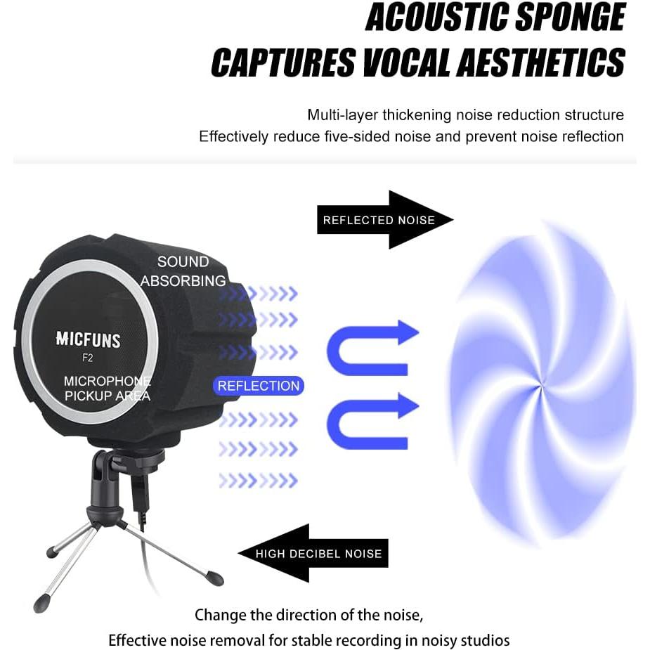 Filtro Antipop Micrófono Profesional F2 Micfuns 45-60mm