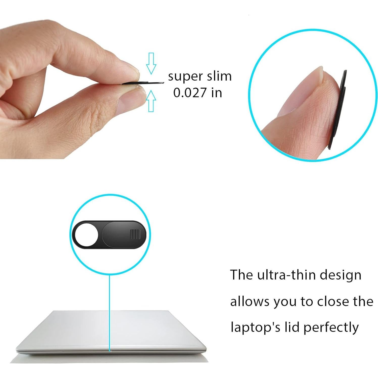 Cubierta de Cámara Web ZUCUCUC - 6 Pcs Ultra Delgada Negra