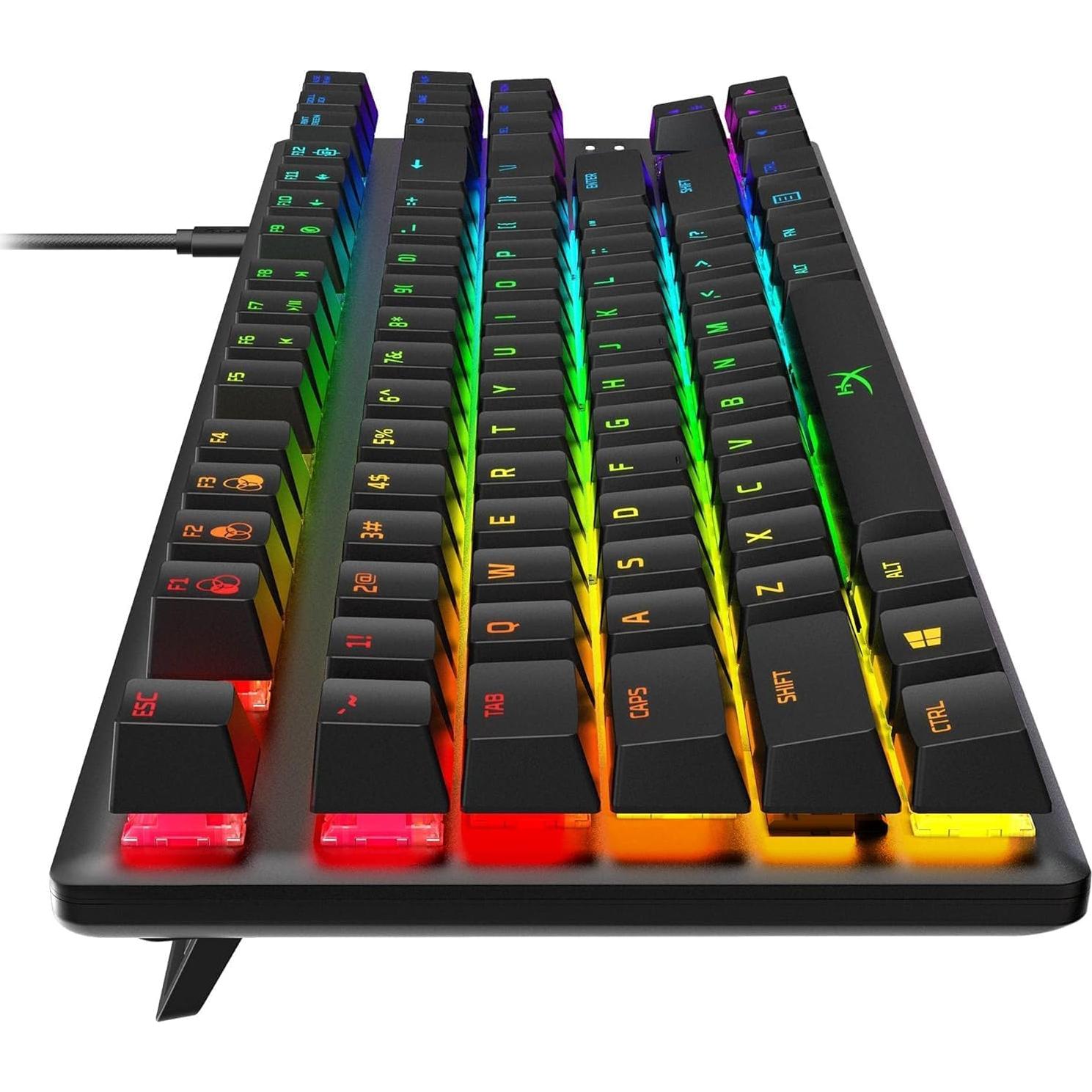 HyperX Alloy Origins Core Mechanical Gaming Keyboard Low Profile Aluminum Body Aqua Switch Tactile RGB Backlit for Xbox Series PS5 PS4 Computer PC Gaming Keyboards Tenkeyless Compact, Black (Renewed)