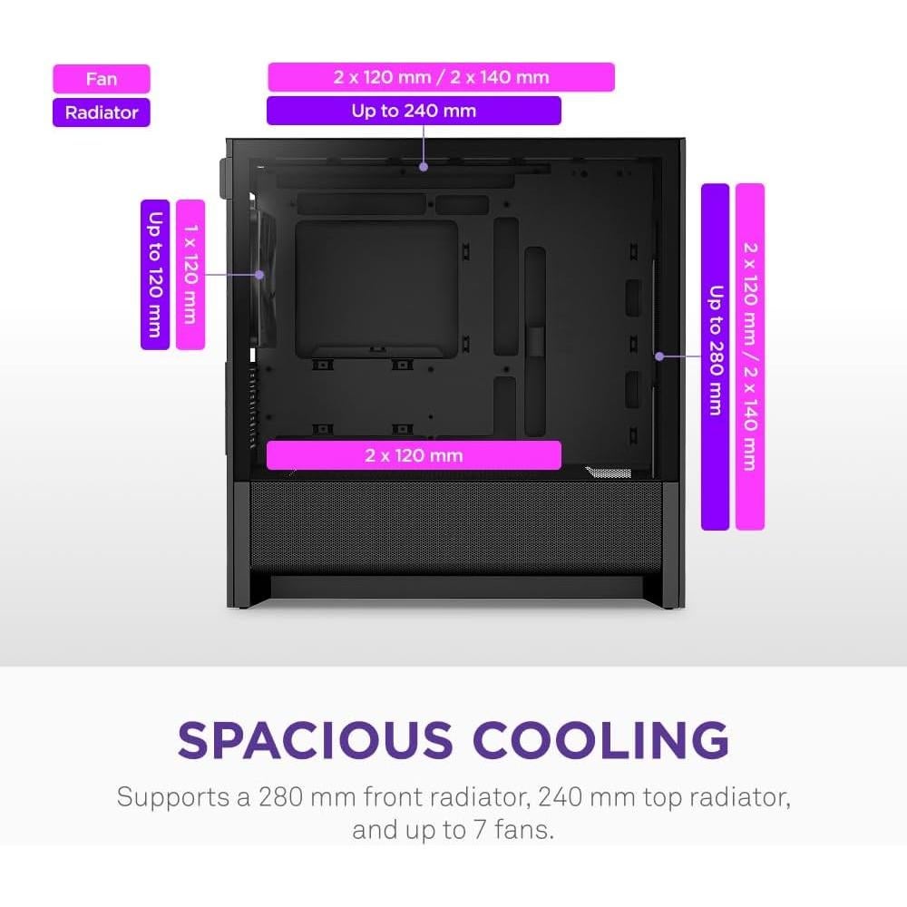 Caja de PC Micro-ATX NZXT H3 Flow - Flujo de Aire Optimizado