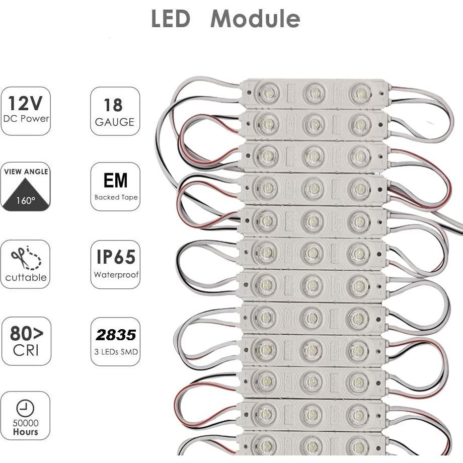 Módulo LED 20pcs 2835 SMD 6000K Blanco Impermeable