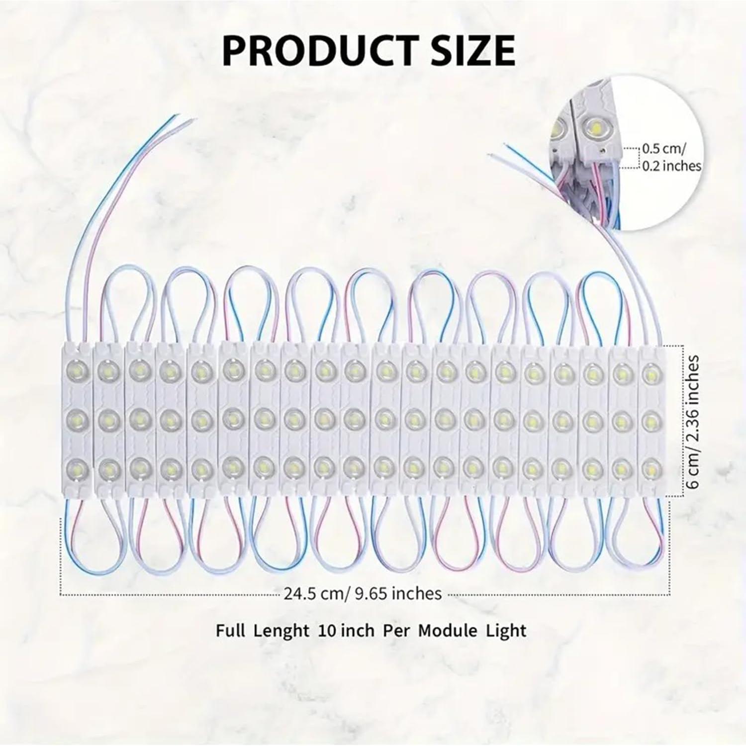 Módulo LED 20pcs 2835 SMD 6000K Blanco Impermeable