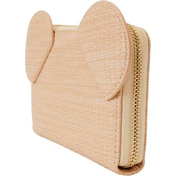 Billetera Loungefly Disney Mickey con cremallera de paja