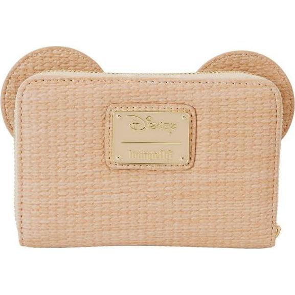 Billetera Loungefly Disney Mickey con cremallera de paja