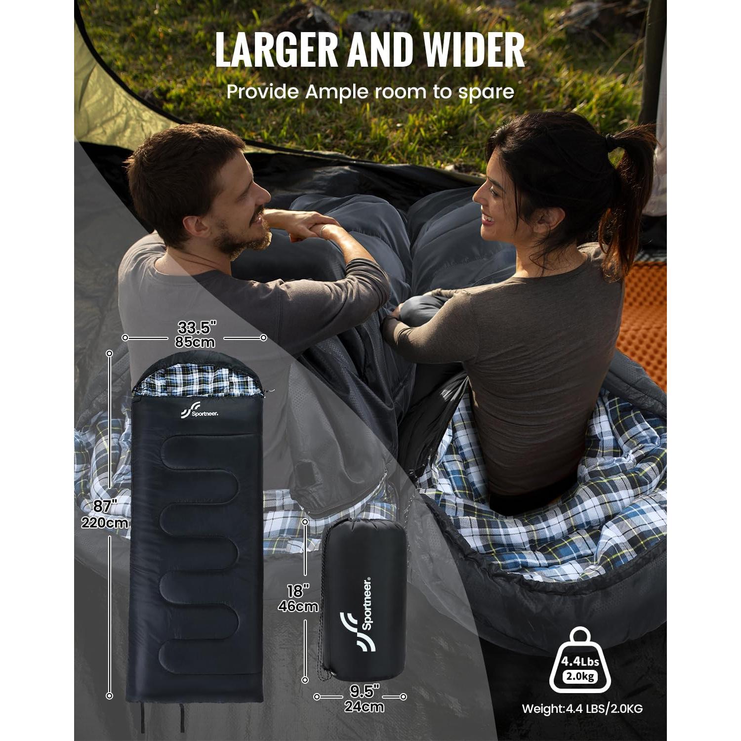 Saco de dormir Sportneer XL 0°C con capucha desmontable