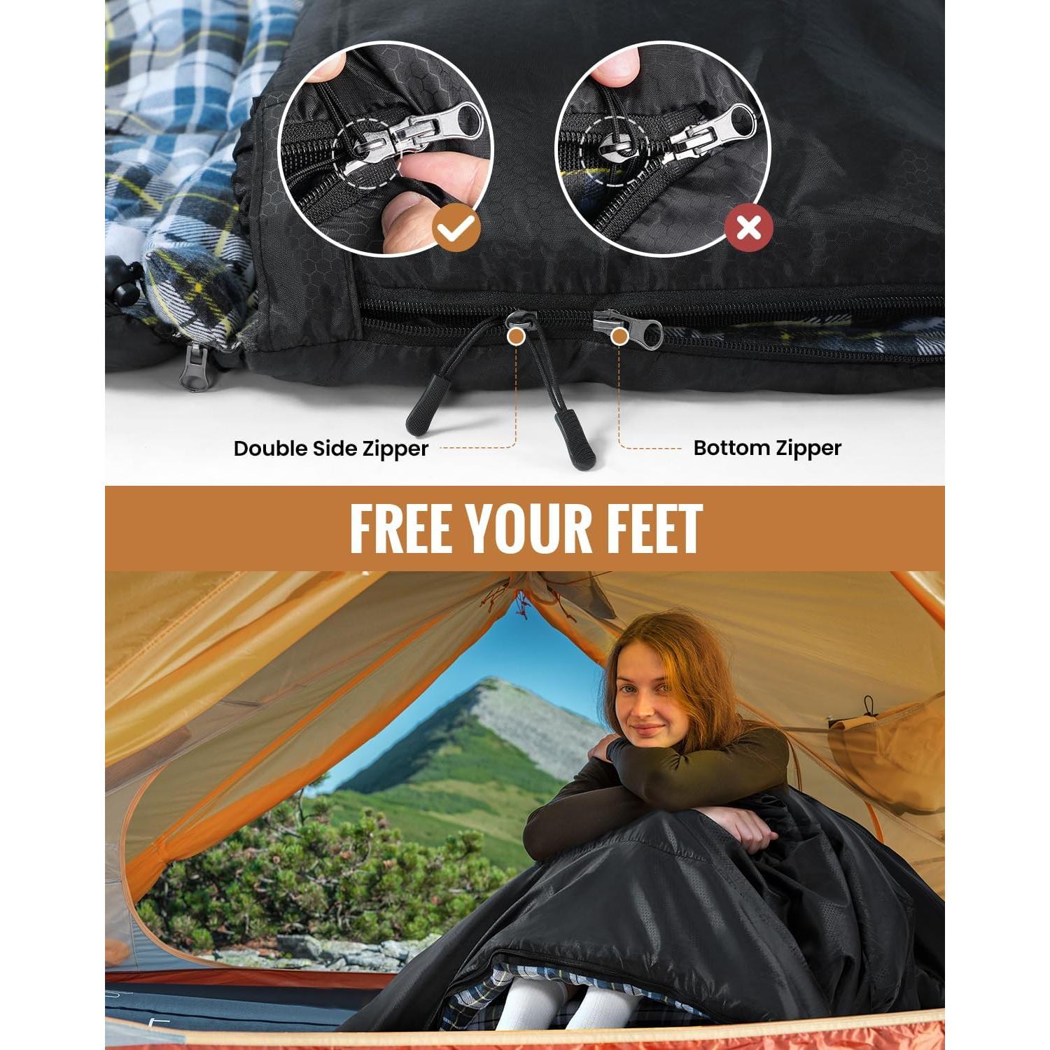 Saco de dormir Sportneer XL 0°C con capucha desmontable