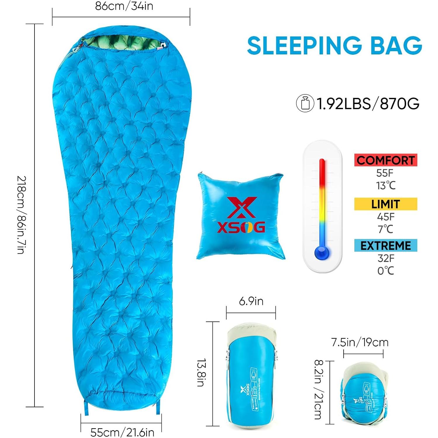 Saco de Dormir Ultraligero XSOG MFH500 0.87kg 0-13°C