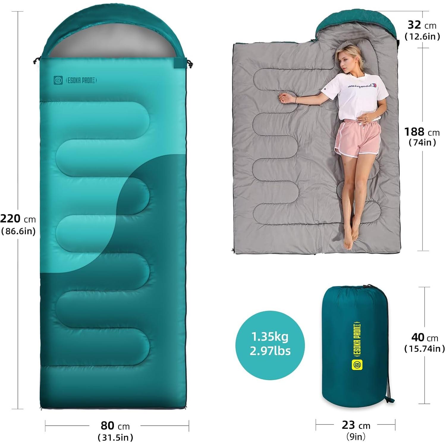 Saco de dormir ligero ESOKA PRON 220x80 cm impermeable