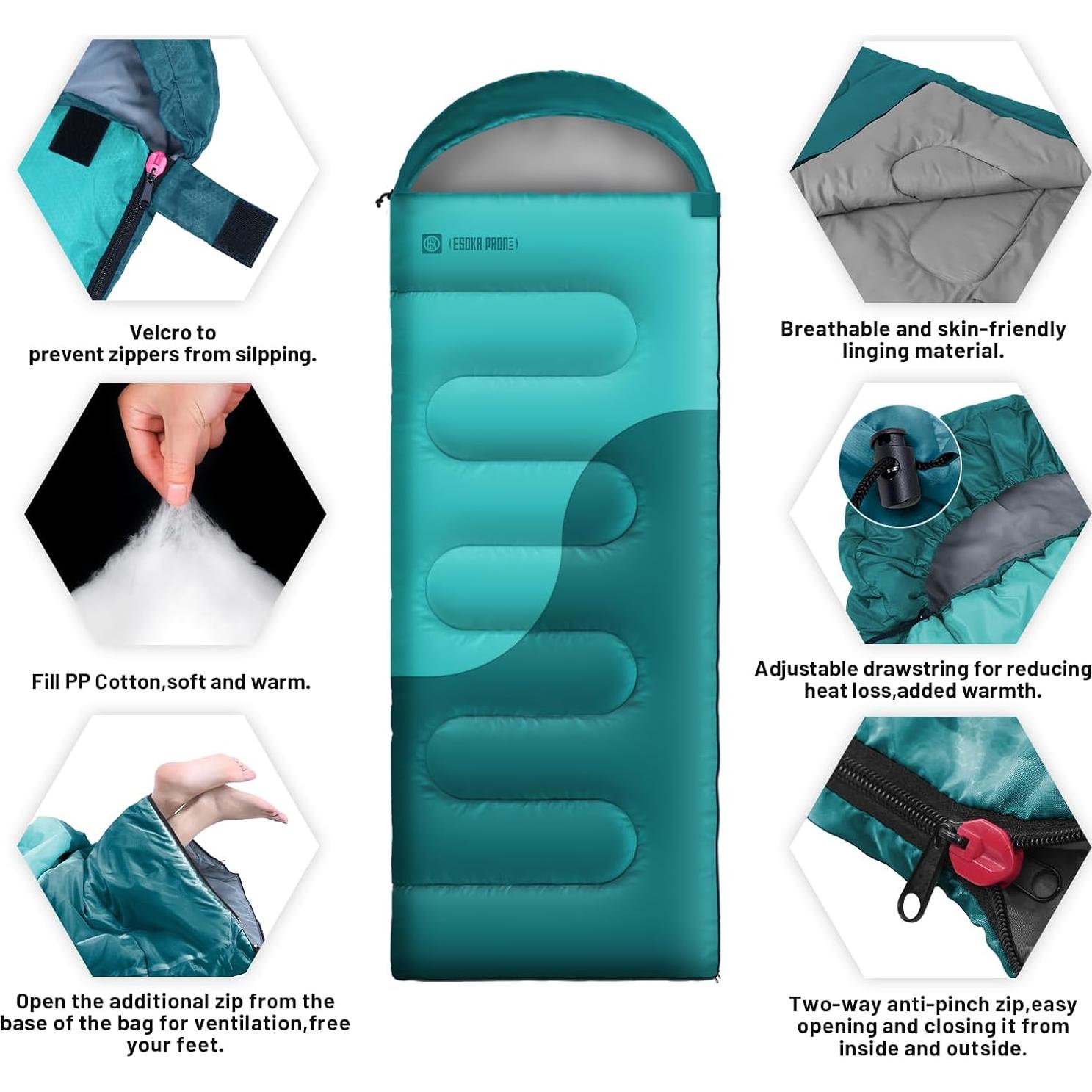 Saco de dormir ligero ESOKA PRON 220x80 cm impermeable