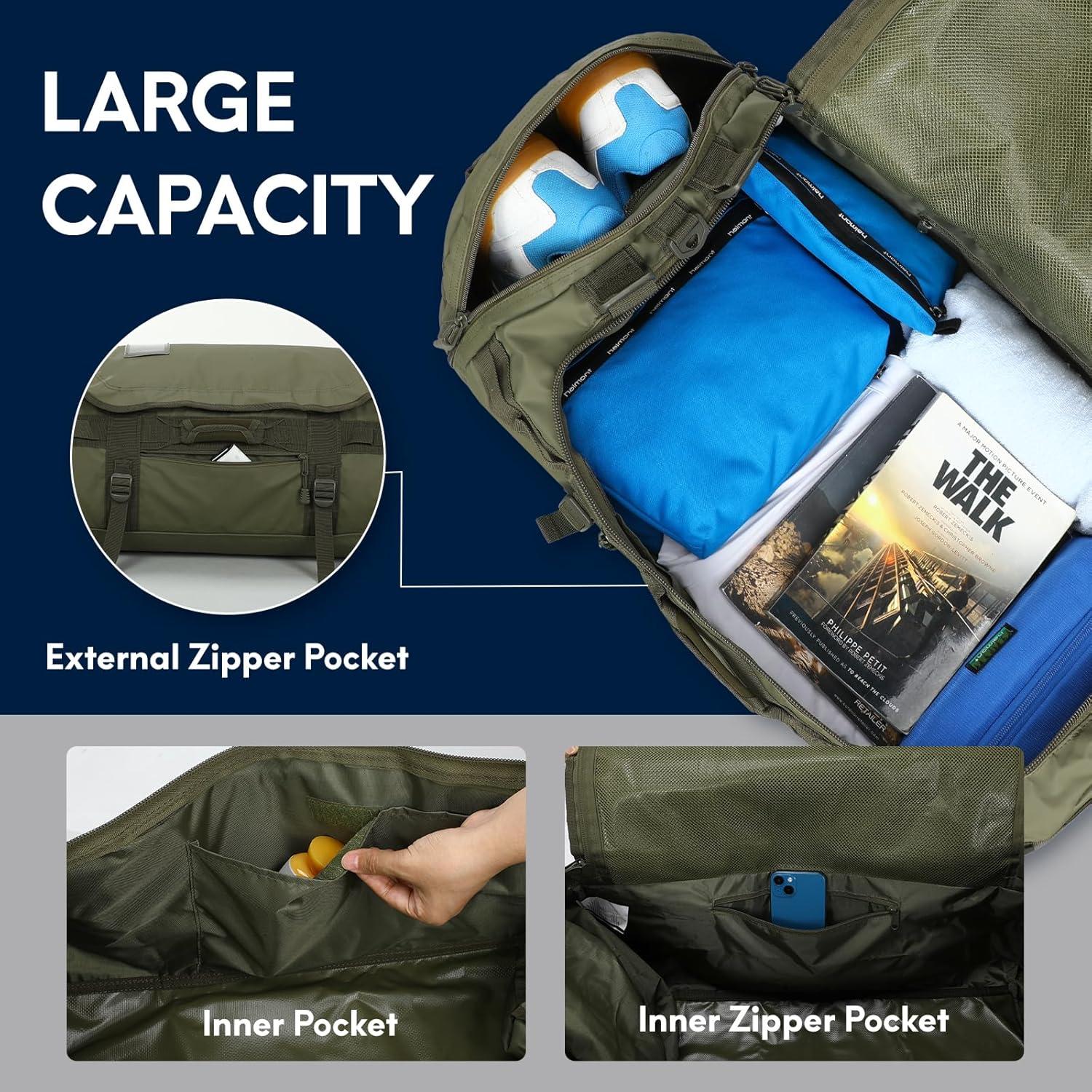 Mochila Duffle Haimont 45L Impermeable Verde Militar