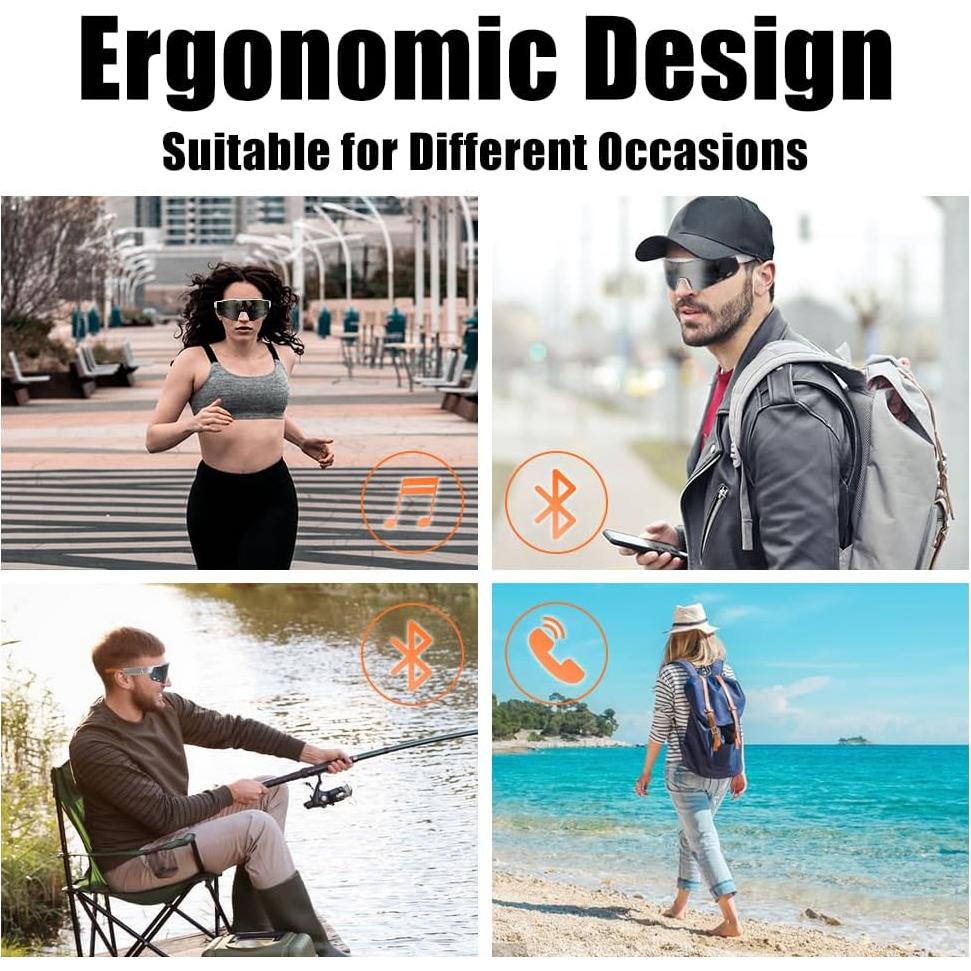 Gafas de Sol Inteligentes Bluetooth 5.2 ReyDix IPX5 Naranja