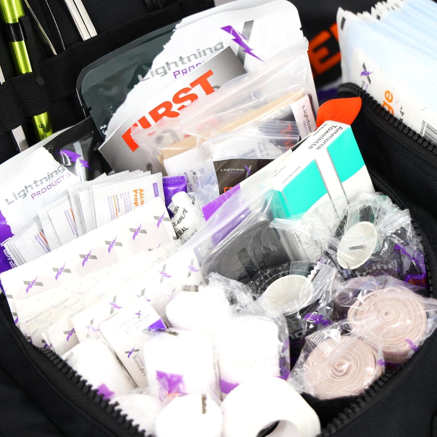 Lightning X Value Compact Medic First Responder EMS/EMT Stocked Trauma Bag w/Basic Fill Kit A - Black