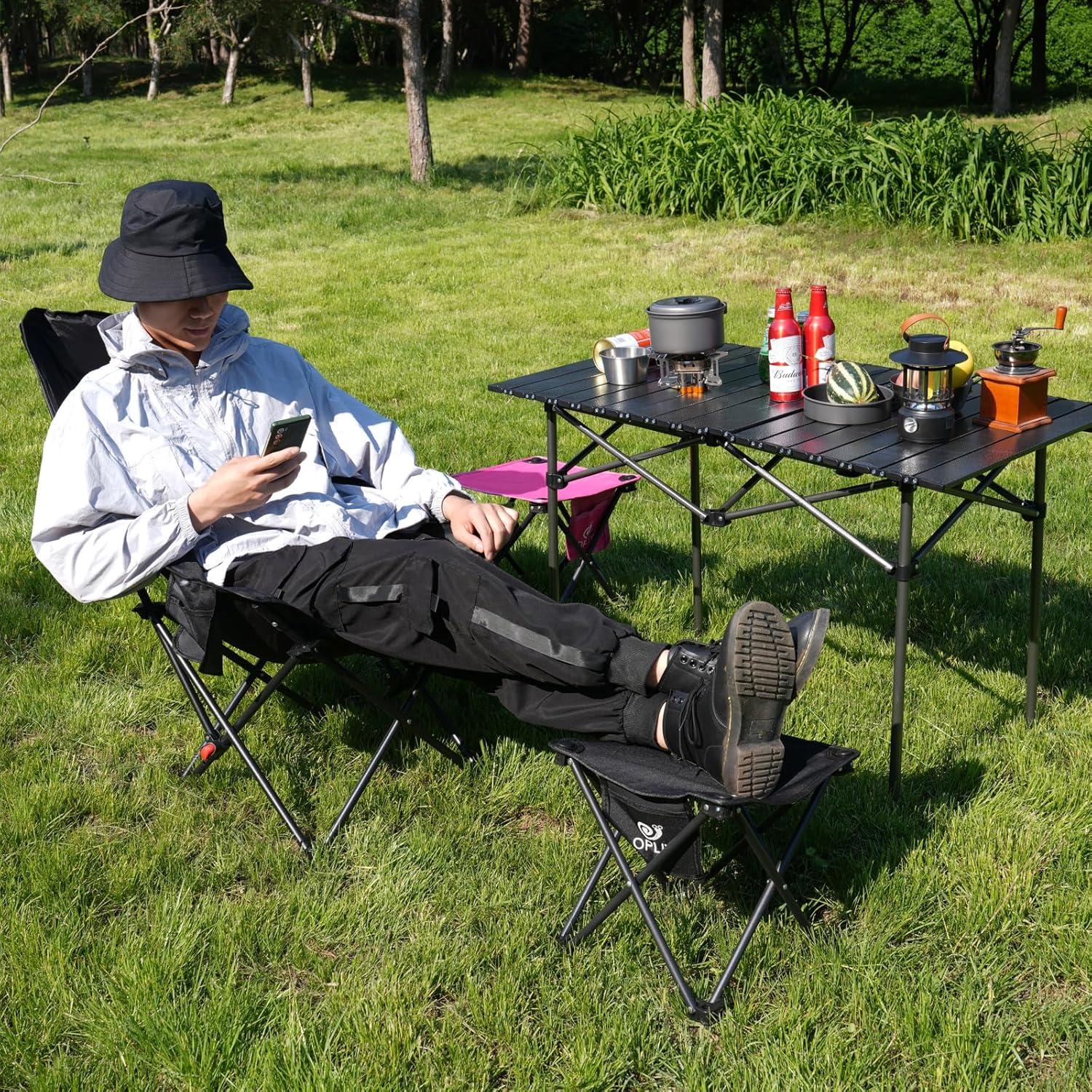 Taburete Plegable Opliy 2 Piezas Negro 34.3 cm Camping