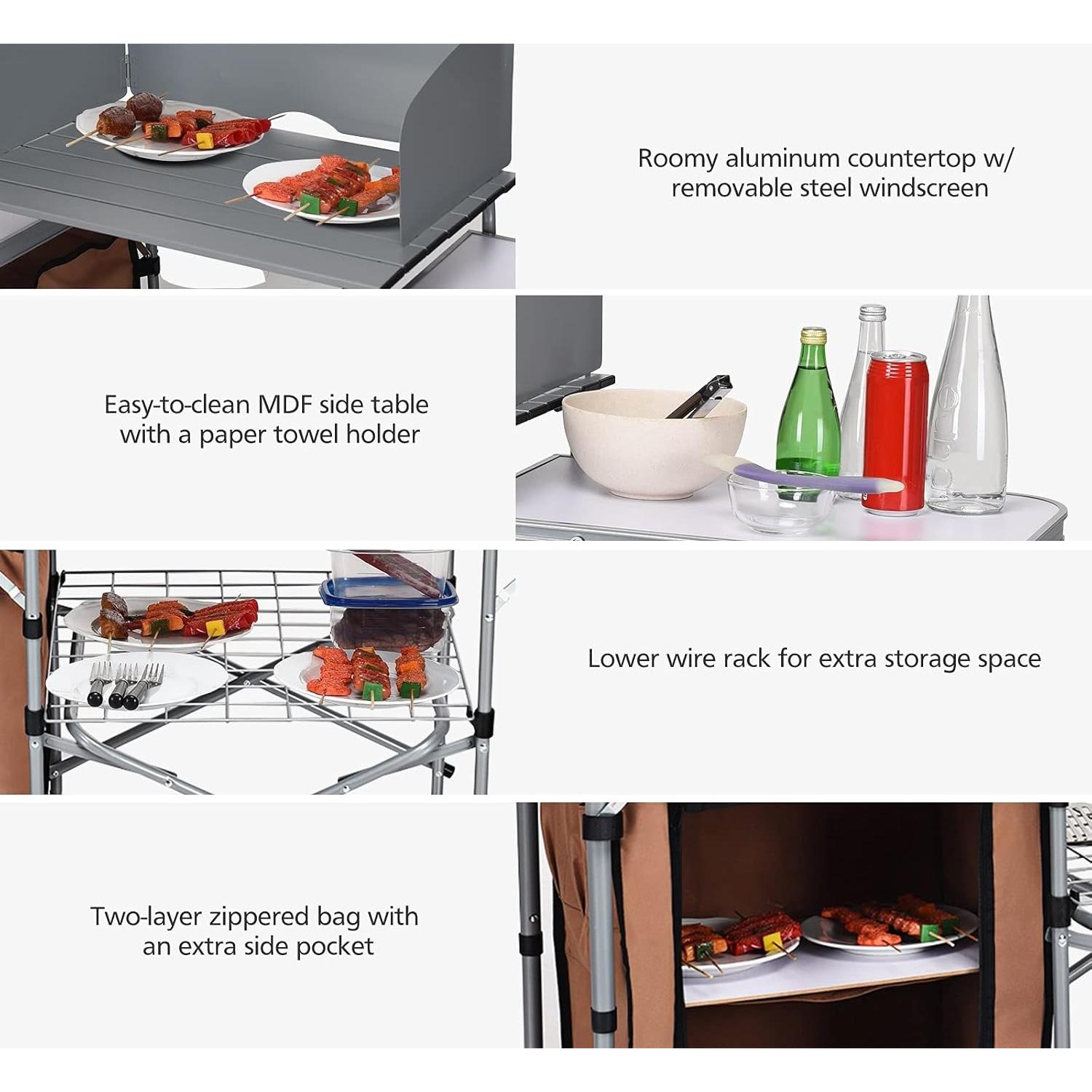 Mesa de Parrilla Plegable Happygrill 146.1x45.7 cm Aluminio