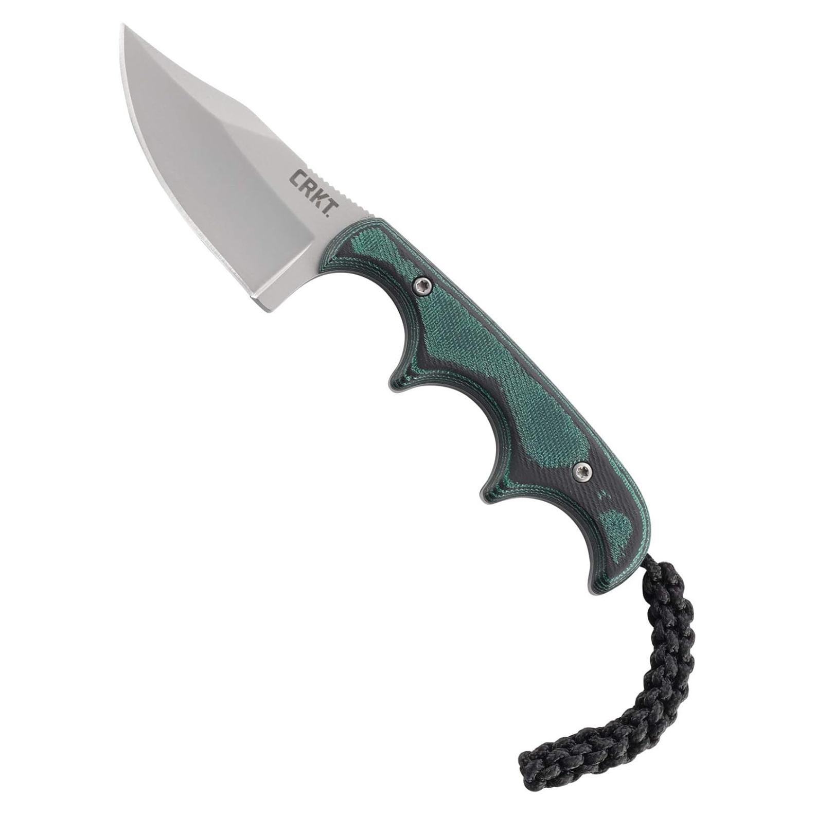 CRKT Minimalist Bowie Neck : Compact Fixed Blade Knife, Folts Utility with Bead Blast Blade, Resin Infused Fiber Handle, and Sheath 2387