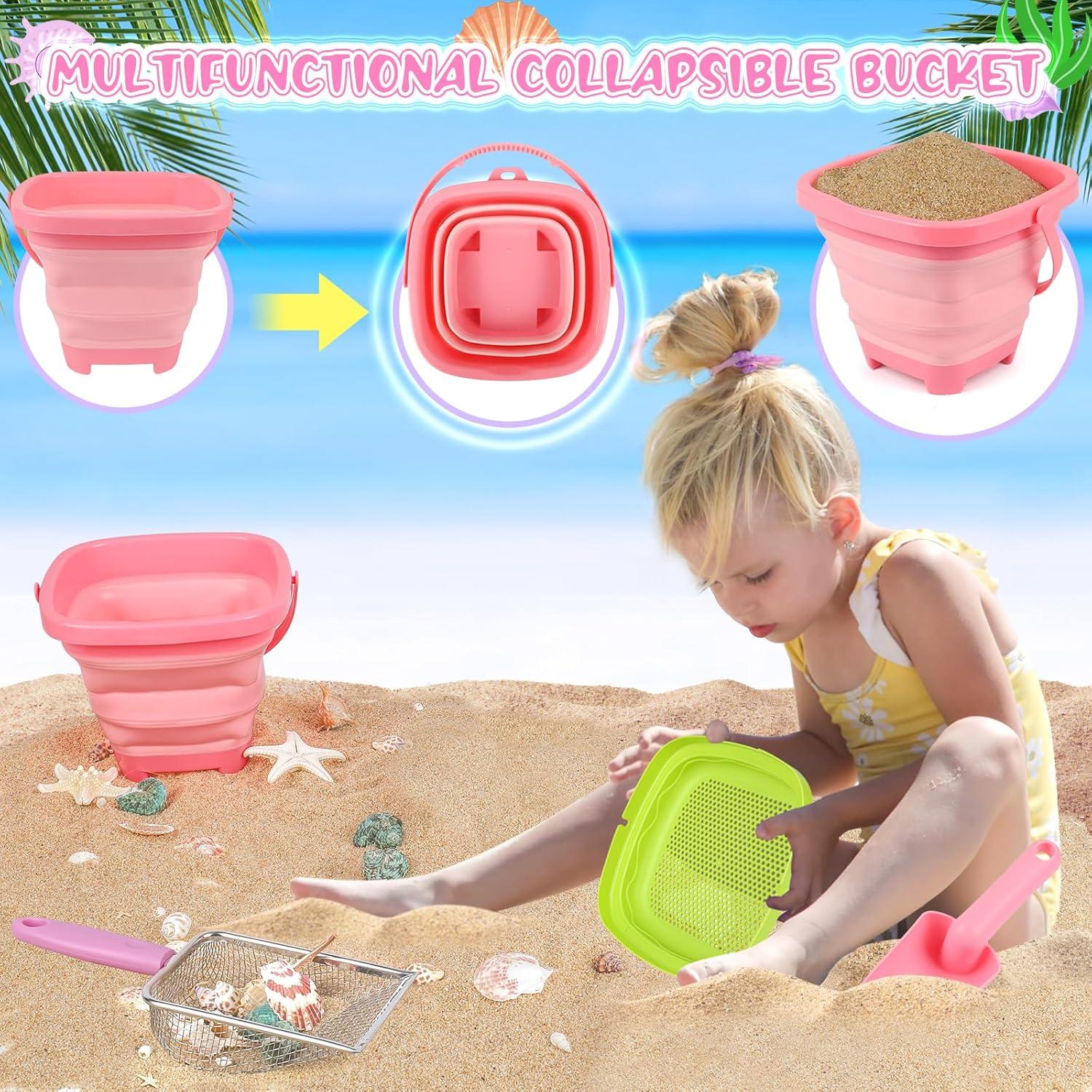 Set de Juguetes de Playa FHOZGECY con Cubo Plegable y Bolsa