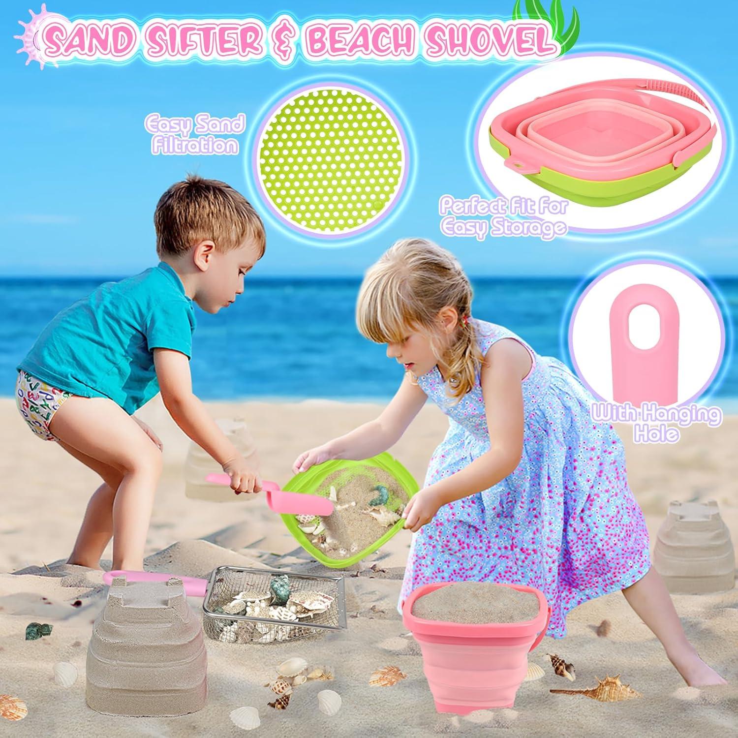 Set de Juguetes de Playa FHOZGECY con Cubo Plegable y Bolsa