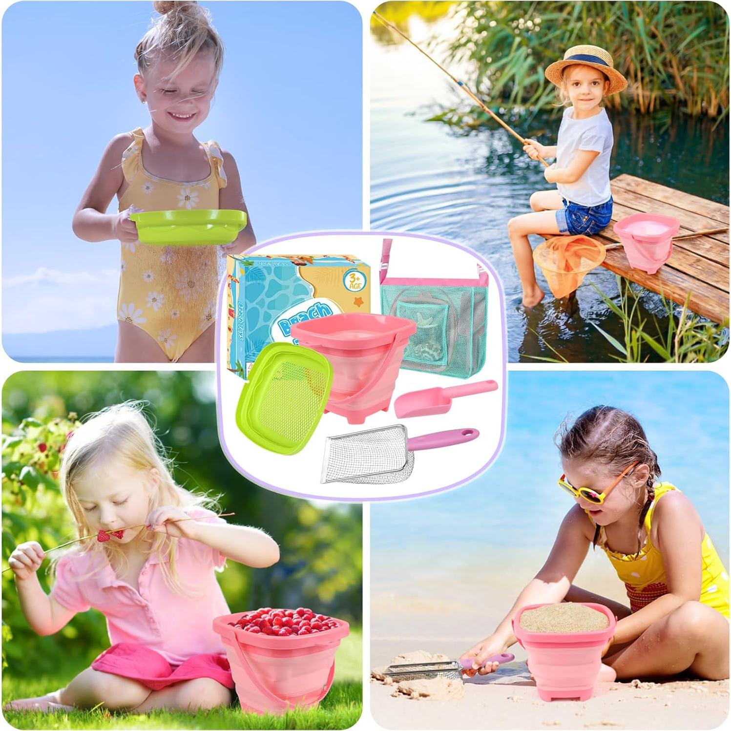 Set de Juguetes de Playa FHOZGECY con Cubo Plegable y Bolsa