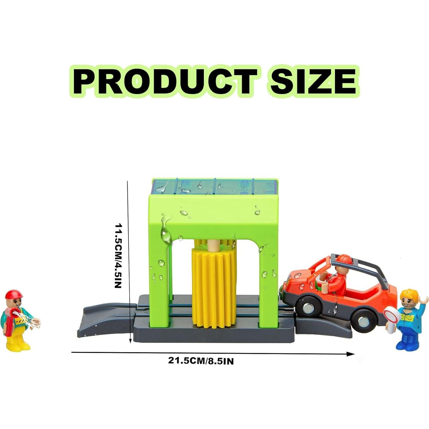 Estación de Lavado de Autos para Pista de Tren de Madera - HANQIANN