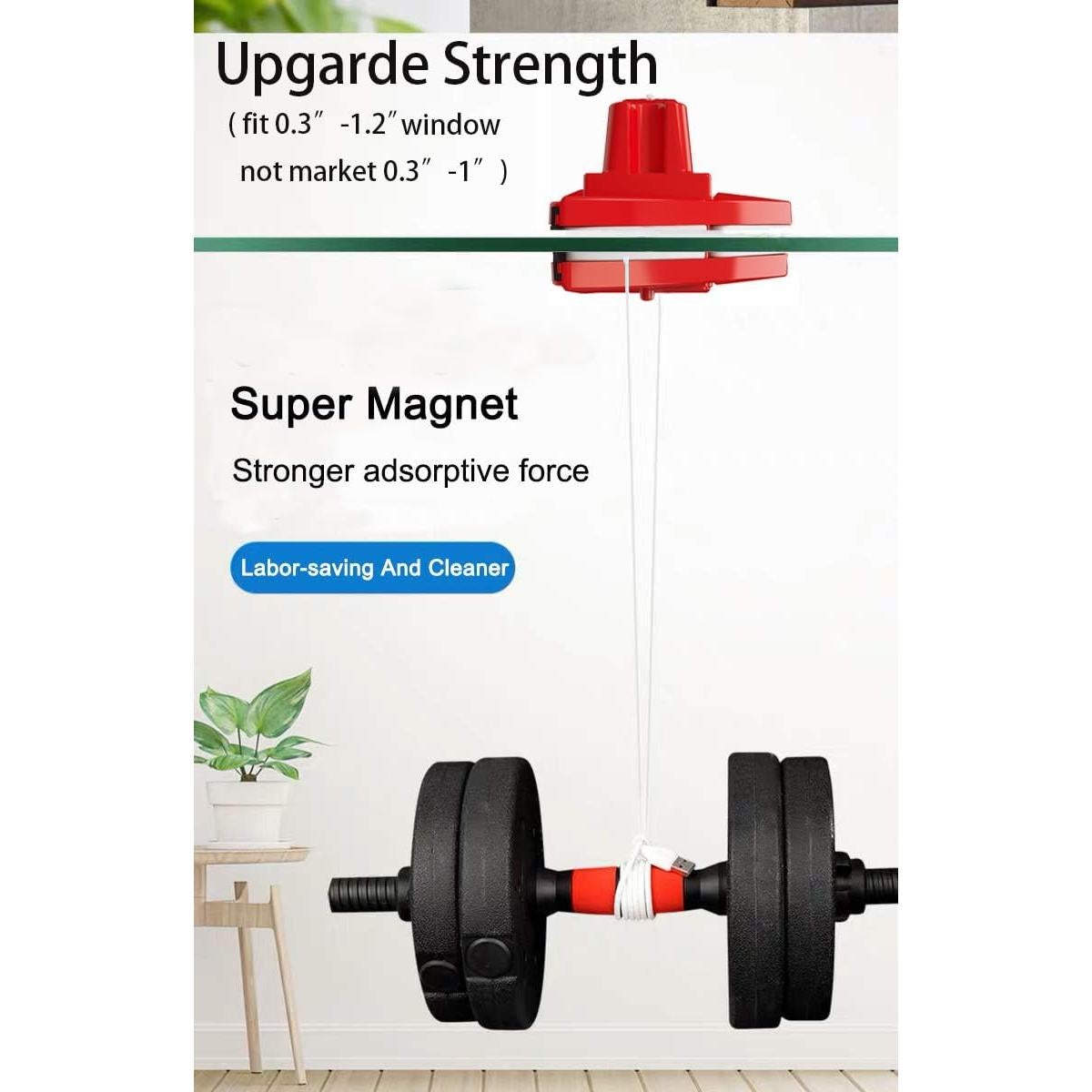 Limpiador de Ventanas Magnético Fcare Doble Cara 0.8-3.0cm Rojo