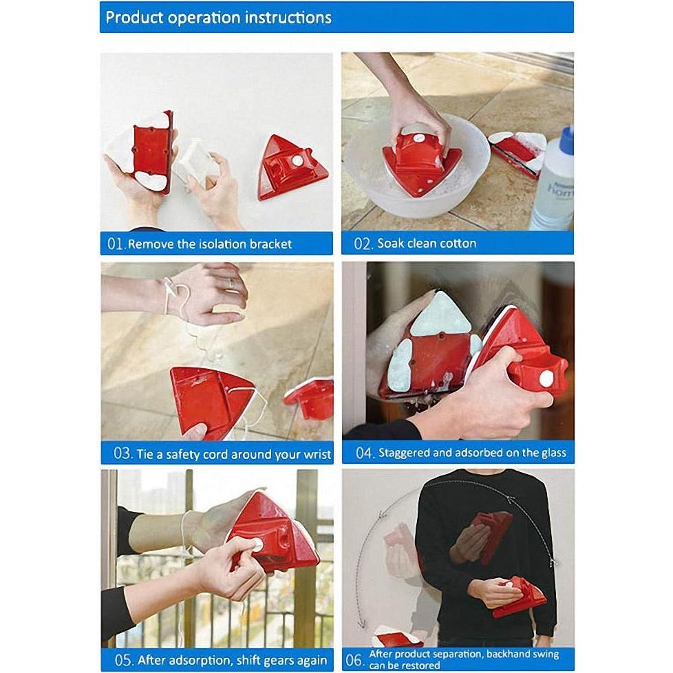 Limpiador de Ventanas Magnético Fcare Doble Cara 0.8-3.0cm Rojo