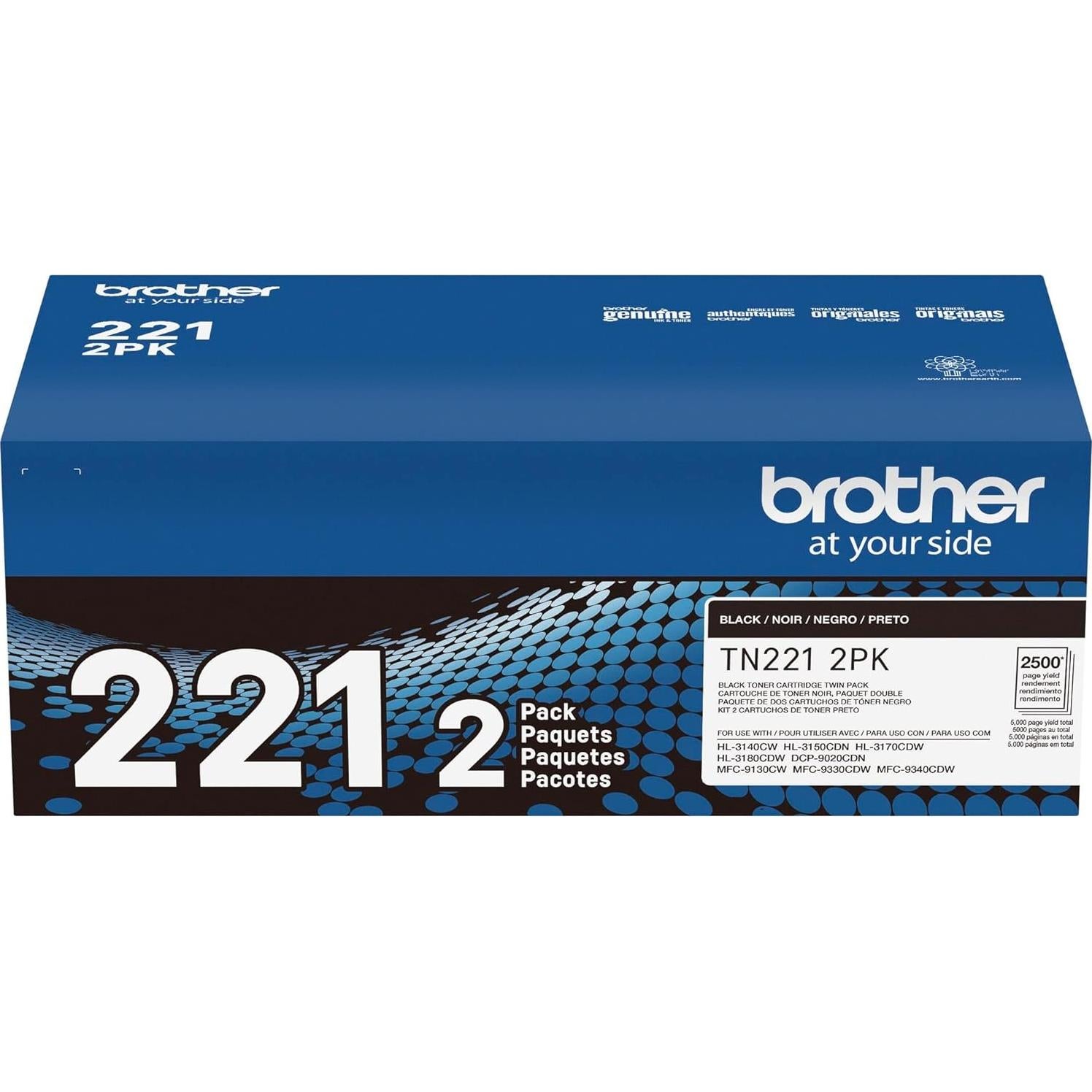 Cartucho de Tóner Negro Brother TN221 2PK - 5000 Páginas