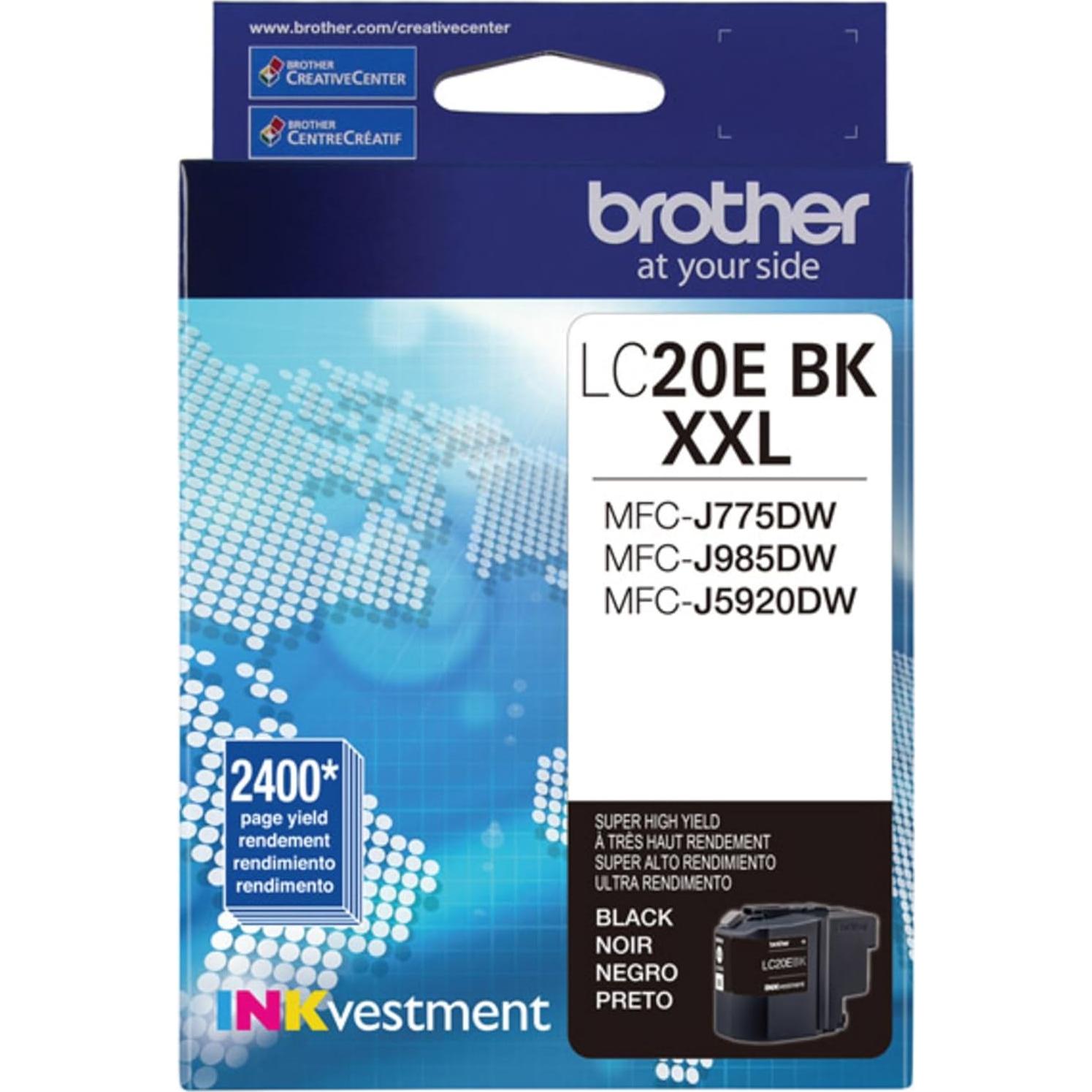 Cartucho de Tinta Negra Brother LC20EBK Alto Rendimiento 2400 Páginas