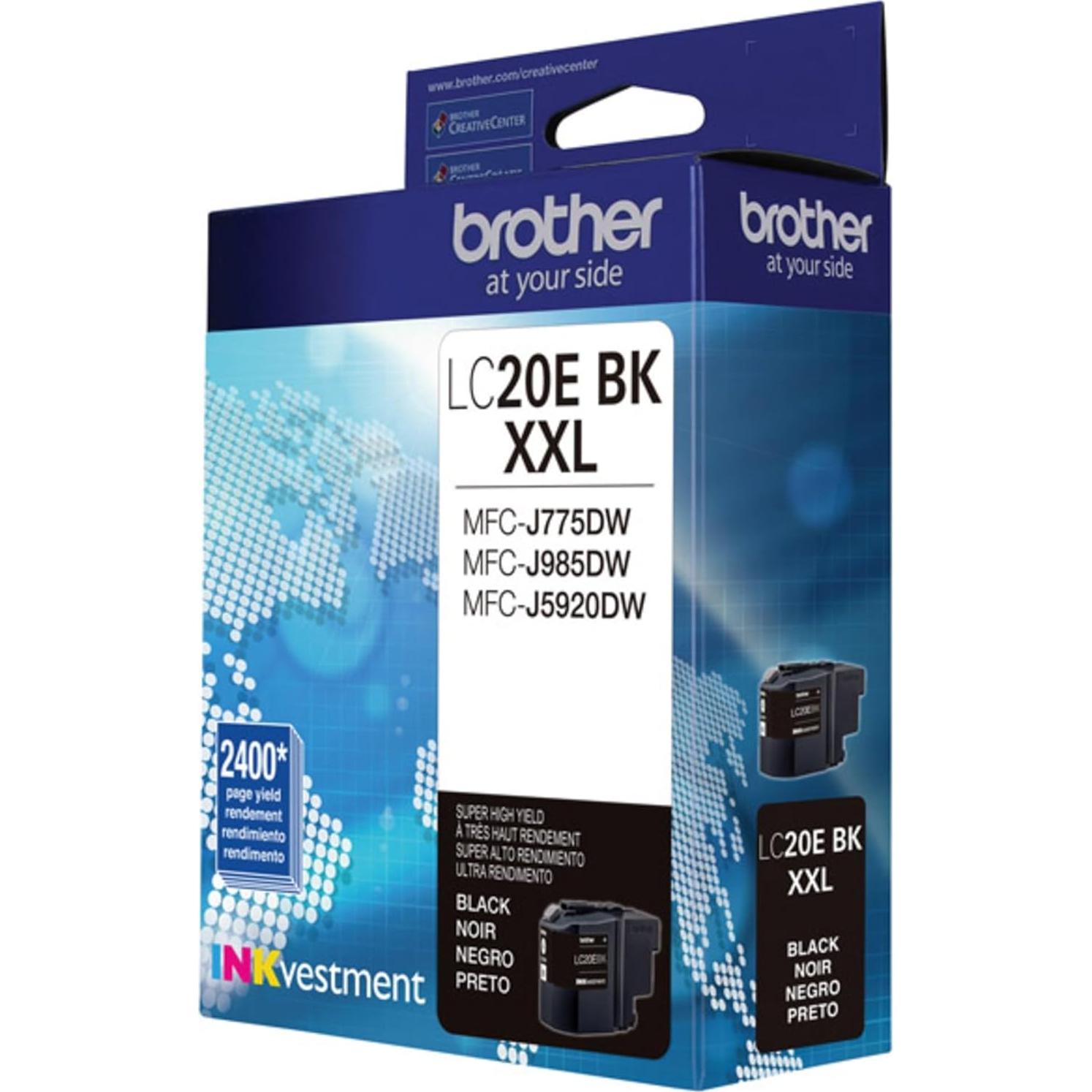 Cartucho de Tinta Negra Brother LC20EBK Alto Rendimiento 2400 Páginas