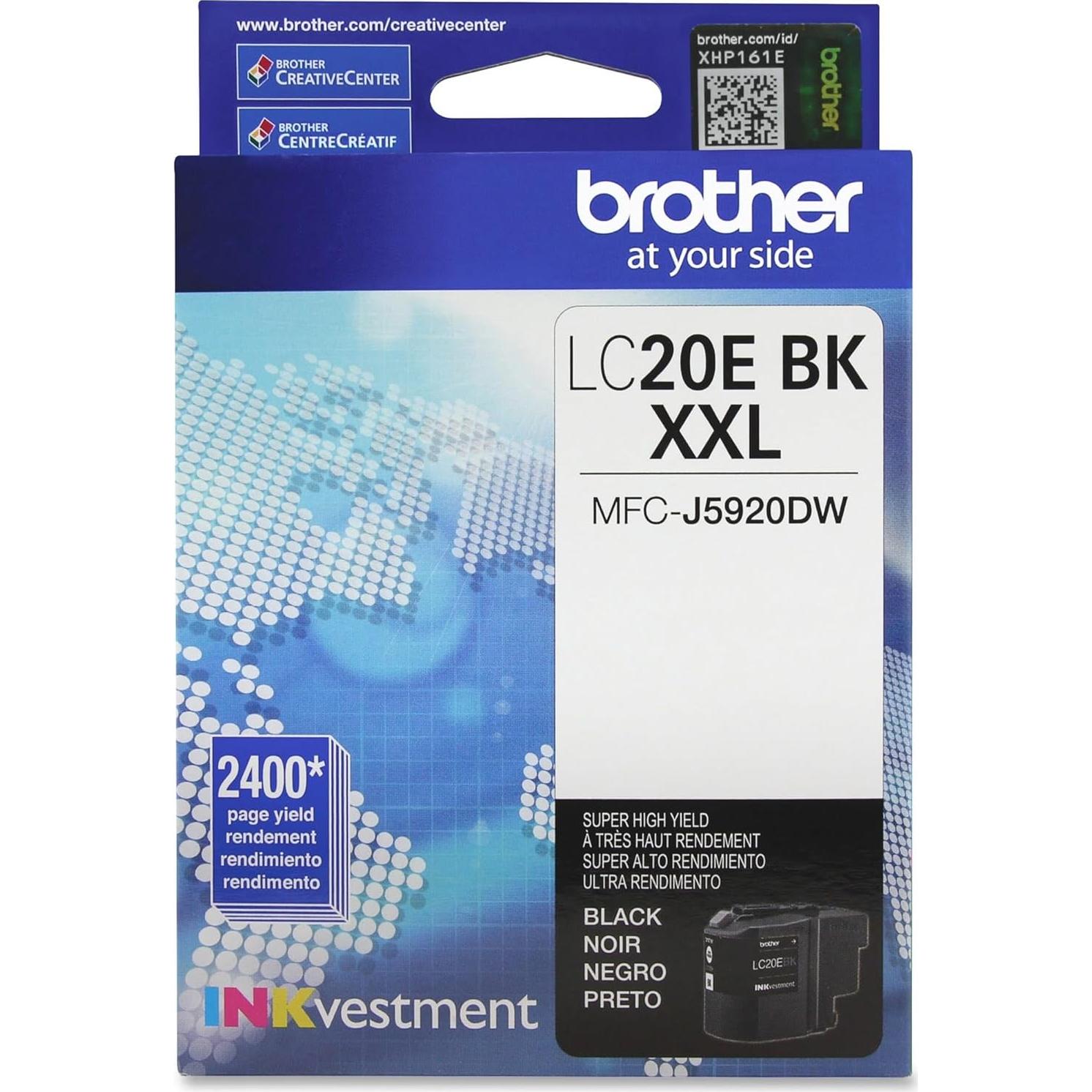 Cartucho de Tinta Negra Brother LC20EBK Alto Rendimiento 2400 Páginas