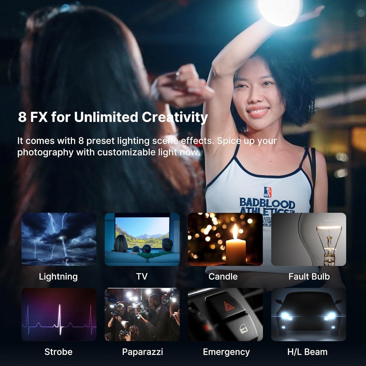 Ulanzi L023 40W Pro LED Video Light w Built-in 3400mAh Battery & PD Fast Charging, Portable Overlock 50W Cob Light, Handheld Bicolor 2500K-6000K Continuous Output Lighting with 8 Scenes for Video