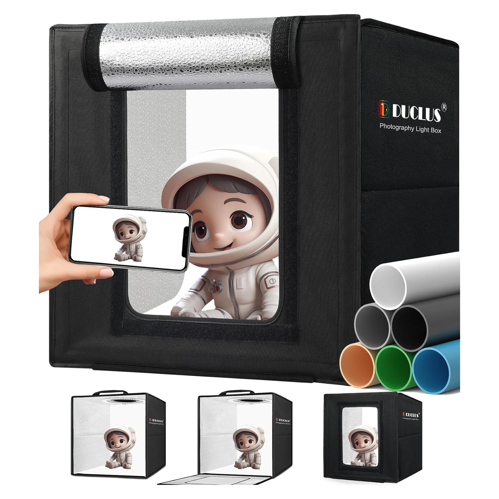 Caja de Luz Fotográfica DUCLUS 10"x10" con 104 LED y 6 Fondos